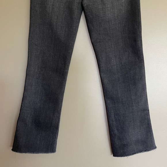 THE GREAT The Nerd Raw Hem Jeans In Black Size 24 Kick Flare High Rise Straight - Picture 15 of 16